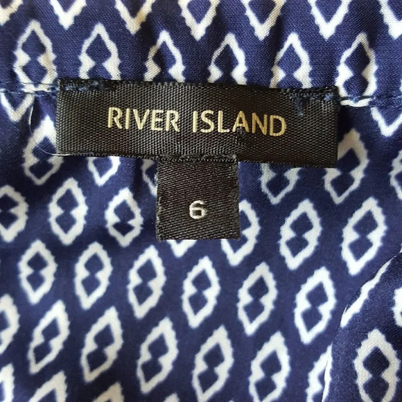 RIVER ISLAND | Navy Blue Surplice Faux Wrap Small - Picture 7 of 7